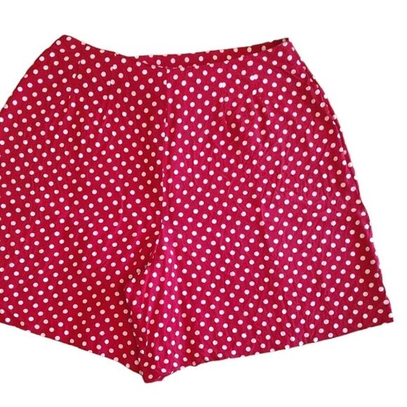 VTG 80s USA M.J. Carroll Red White Polkadot Front Wrap Skort Skirt Size 12 - Picture 9 of 16
